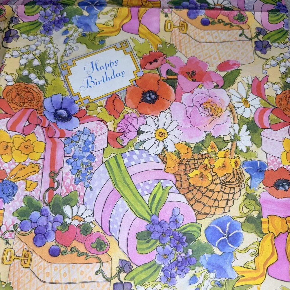 Vintage 1970's Birthday Garden Wrapping Paper Floral 29